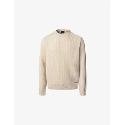 Hackett Mens  Ribbed Wool And Cashmere Jumper In Neutral