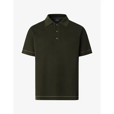 Hackett Mens Contrast-trim Regular-fit Cotton Polo Shirt Hunter Green