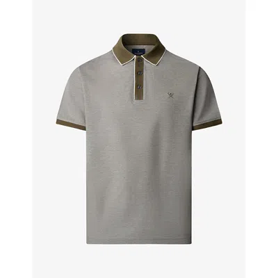 Hackett Mens Contrast-trim Regular-fit Cotton-piqué Polo Shirt Olive Green