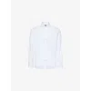 Hackett Mens Curved-hem Tailored-fit  Cotton-poplin Shirt White In White