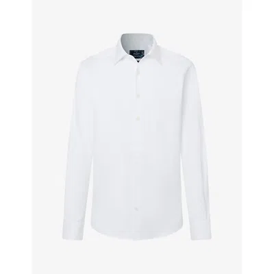 Hackett Mens Cutaway-collar Tailored-fit Cotton Shirt Optic White