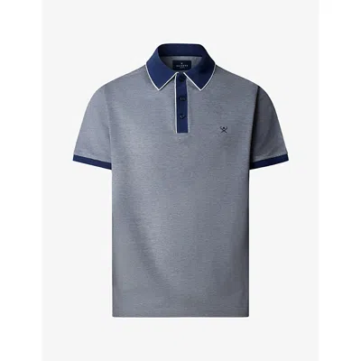 Hackett Mens Garment-dyed Regular-fit Cotton-piqué Polo Shirt Airforce Blue