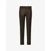 Hackett Mens Hunter Green Country Tapered Wool Trousers In Green