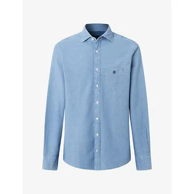 Hackett Mens  Heritage Classic-fit Chambray Cotton Shirt In Light Blue