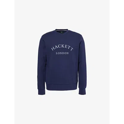 Hackett Mens  Heritage Crewneck Cotton-jersey Sweatshirt In Ink Blue
