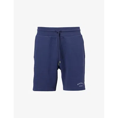 Hackett Mens  Heritage Logo-print Cotton Shorts In Ink Blue