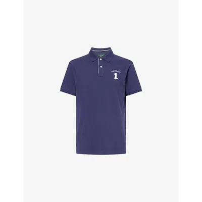 Hackett Mens  Heritage Number Short-sleeve Cotton-pique Polo Shirt In Ink Blue