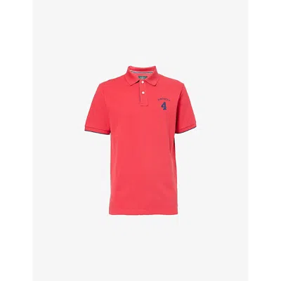 Hackett Mens  Heritage Number Short-sleeve Cotton-pique Polo Shirt In Pop Red