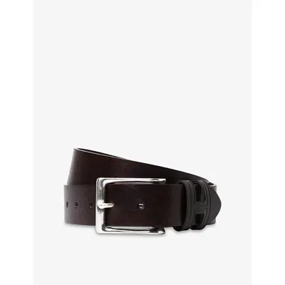 Hackett Mens  H-keeper Leather Belt In Brown