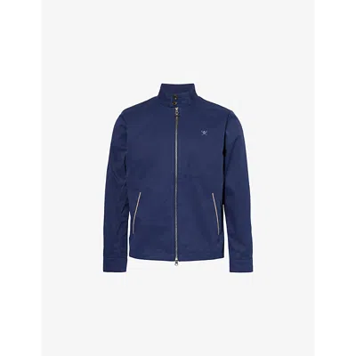 Hackett Mens  Logo-embroidered Regular-fit Cotton Harrington In Ink Blue