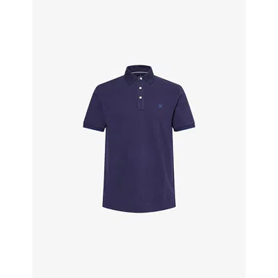 Hackett Mens  Logo-embroidered Short-sleeve Cotton-pique Polo Shirt In Ink Blue