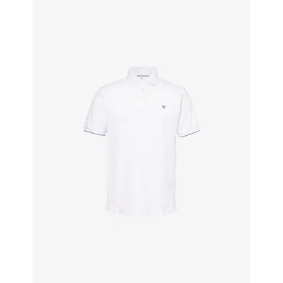 Hackett Mens  Logo-embroidered Short-sleeve Cotton-pique Polo Shirt In Optic White