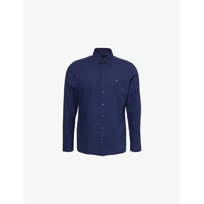 Hackett Mens  Long-sleeve Tailored-fit Cotton Shirt In Ink Blue