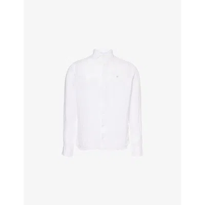 Hackett Mens  Long-sleeve Tailored-fit Linen Shirt In Optic White