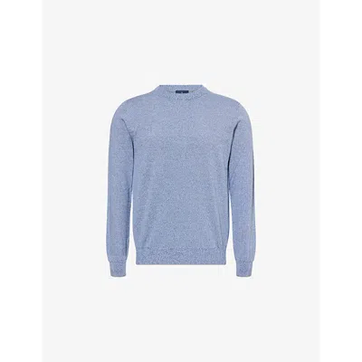 Hackett Mens  Mouline Crewneck Cotton Jumper In Summer Blue