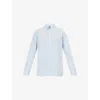 Hackett Mens Sky Blue Oxford Embroidered-logo Cotton Shirt In Blue