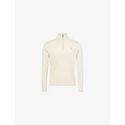 Hackett Mens  Quarter-zip Regular-fit Cotton And Silk Jumper In Optic White