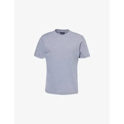 Hackett Mens  Stripe-print Short-sleeve Cotton-jersey T-shirt In Dark Denim Blue