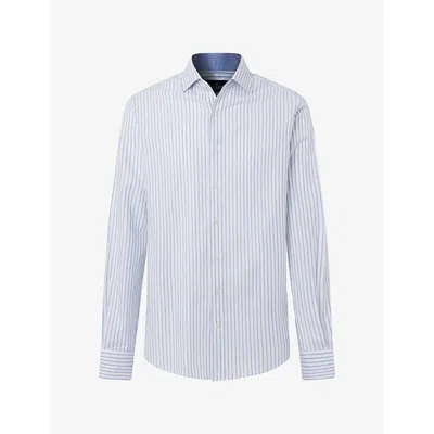 Hackett Mens  Striped Tailored-fit Long-sleeve Cotton Shirt In Sky Blue