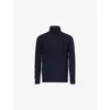 Hackett Mens Midnight Blue Turtle-neck Cable Wool-and-cashmere Knit Jumper Xl In Blue