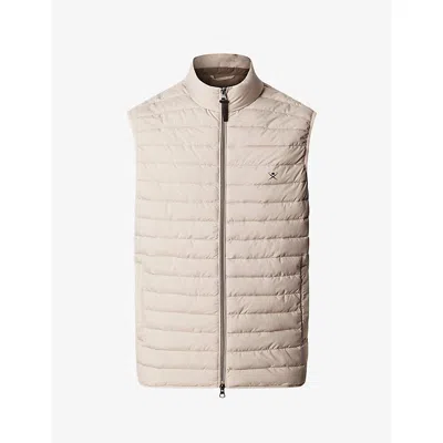 Hackett Mens  Ultra Lightweight Logo-embroidered Shell Gilet In Natural Beige