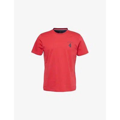 Hackett Mens Heritage Number Short-sleeve Cotton-jersey T-shirt Pop Red