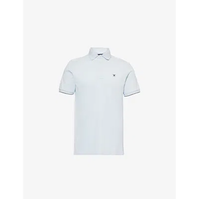 Hackett Mens  Logo-embroidered Short-sleeve Cotton-pique Polo Shirt In Ice Blue