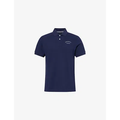 Hackett Mens  Heritage Logo-print Cotton Polo Shirt In Ink Blue