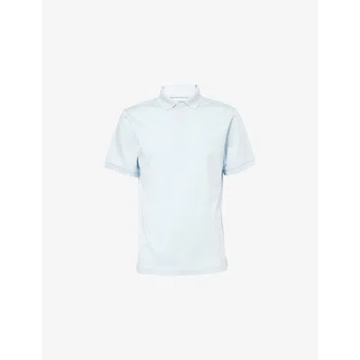 Hackett Mens Logo-embroidered Short-sleeve Cotton-jersey Polo Shirt Ice Blue Xl