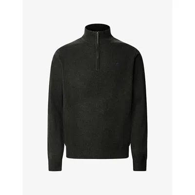 Hackett Mens Logo-embroidered Elbow-patch Wool Jumper Hunter Green Xl