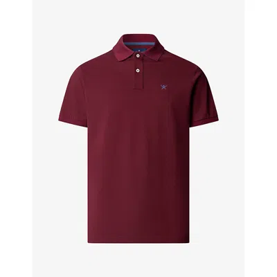 Hackett Mens Logo-embroidered Slim-fit Cotton-piqué Polo Shirt Oxblood Red