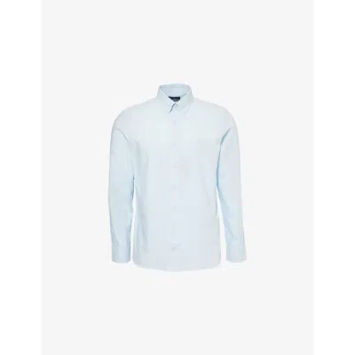 Hackett Mens Long-sleeve Tailored-fit Cotton Shirt Ice Blue