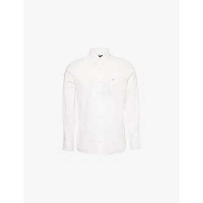 Hackett Mens Long-sleeve Tailored-fit Cotton Shirt Optic White
