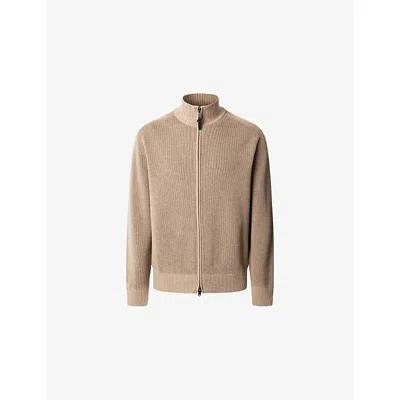 Hackett Mens  Bi-colour Full-zip Wool And Cotton-blend Cardigan In Multi