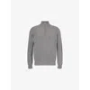 Hackett Mens Metal Grey Mock-neck Embroidered-logo Wool-knit Jumper In Gray
