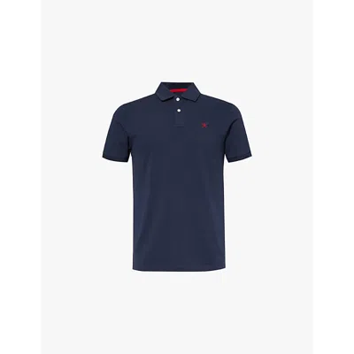 Hackett Mens Navy Sllim-fit Logo-embroidered Cotton Polo Shirt