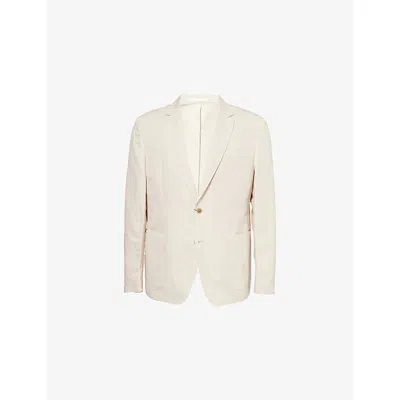 Hackett Mens Notch-lapel Single-breasted Cotton-and-linen Blazer Off White