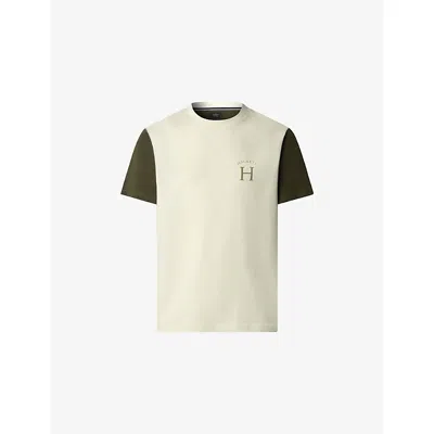 Hackett Mens Off White Heritage Essential Classic-fit Brand-print Cotton-jersey T-shirt In Neutral