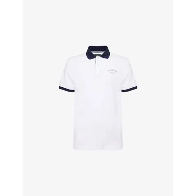Hackett Mens Optic White Heritage Logo-print Cotton Polo Shirt Xl