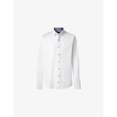 Hackett Mens  Herringbone Classic-fit Cotton-flannel Shirt In Neutral