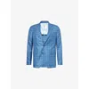 Hackett Mens Tattersall Checked Wool-blend Blazer Pacific Blue