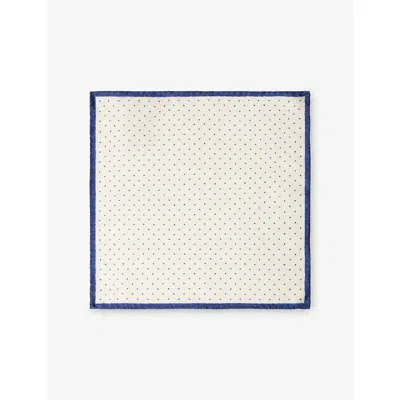 Hackett Mens Polka-dot Wool Pocket Square Off White