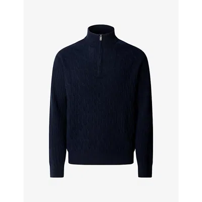 Hackett Mens Quarter-zip Cable-knit Wool Jumper Old Navy In Multi