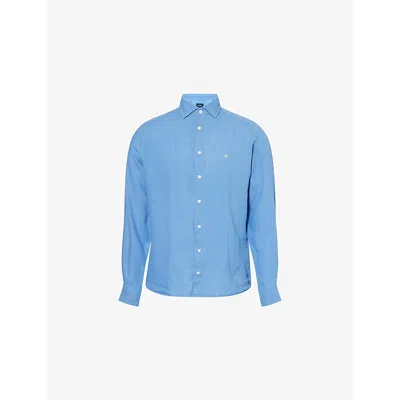 Hackett Mens  Kent Collar Tailored-fit Linen Shirt In Sea Blue