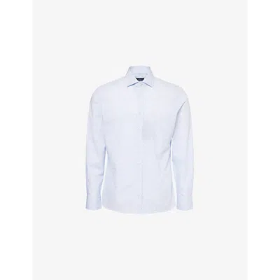 Hackett Mens  Graphic-print Long-sleeve Cotton Shirt In Sky Blue