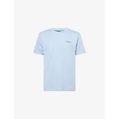 Hackett Mens Spa Blue Swim Trim Arch Logo-embroidered Cotton T-shirt Xl