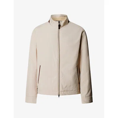 Hackett Mens Stand-collar Padded Woven Jacket Natural Beige