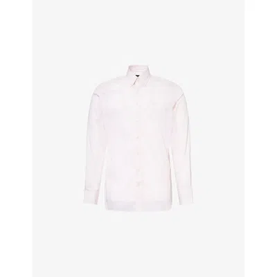 Hackett Mens Tailored-fit Stripe Cotton-blend Shirt Summer Pink