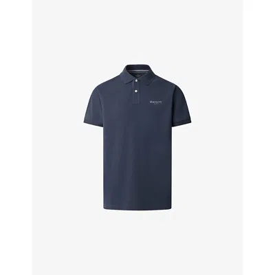 Hackett Mens Teal Blue Heritage Branded Cotton Polo Shirt