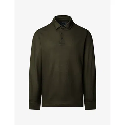 Hackett Mens Travel Long-sleeved Lyocell And Cotton-piqué Polo Shirt Hunter Green Xl